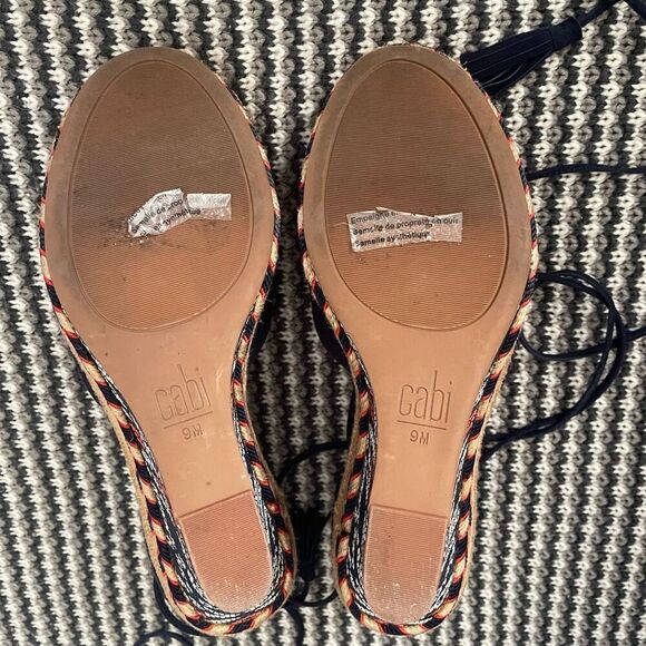 Cabi Isla wedge blue suede Aztec ankle tie up sandal women’s shoe size 9 - Picture 10 of 11